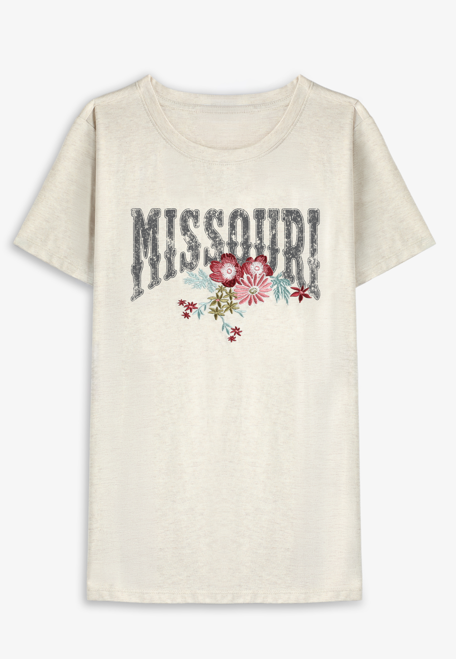Plus Size Embroidered Flower State Classic Fit Graphic Tee - thumbnail 2