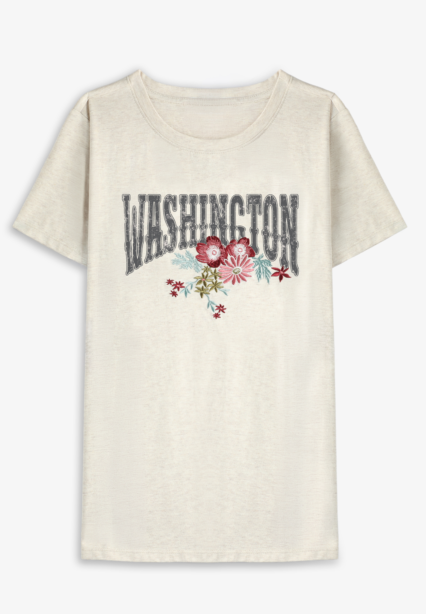 Plus Size Embroidered Flower State Classic Fit Graphic Tee