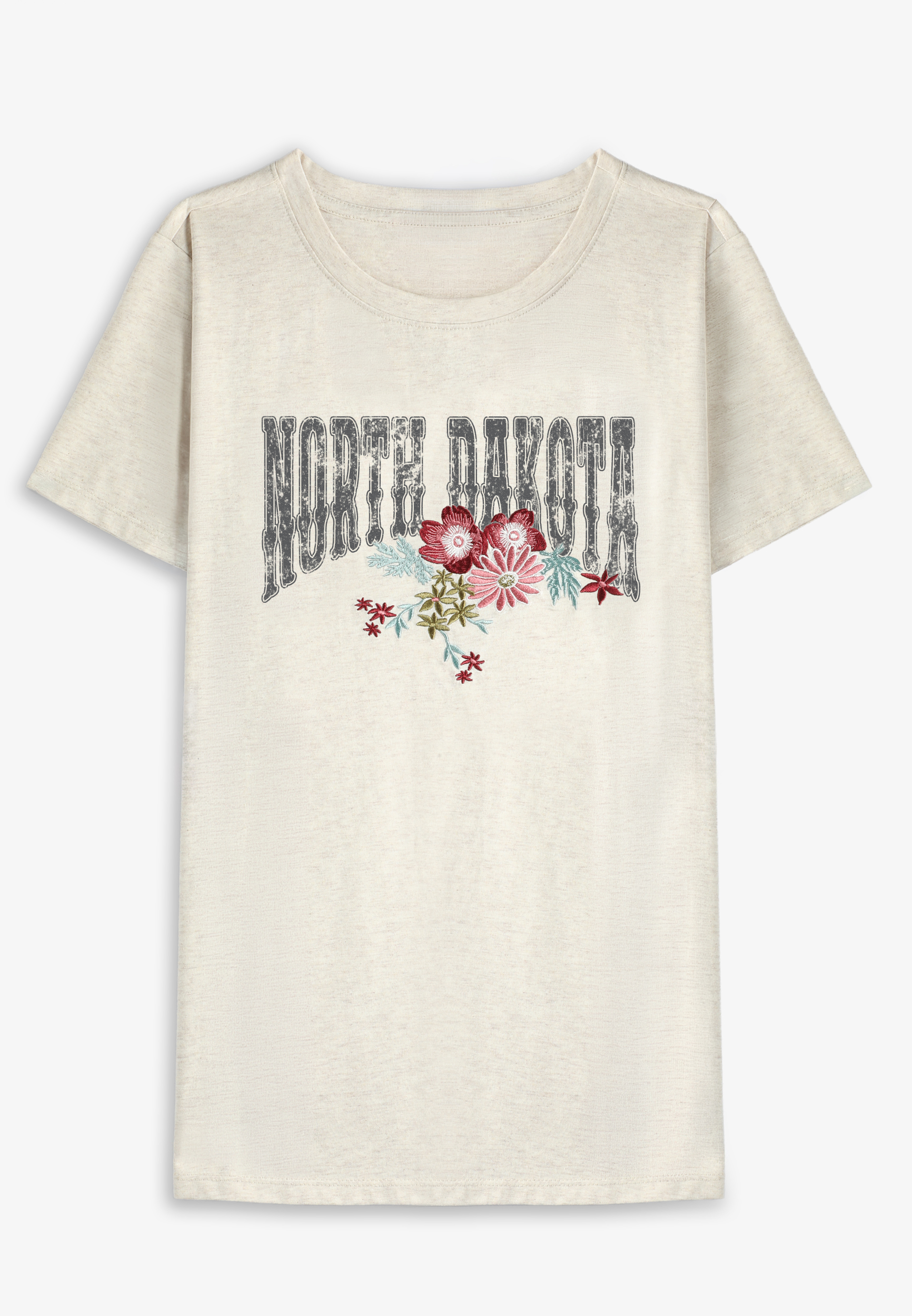 Plus Size Embroidered Flower State Classic Fit Graphic Tee