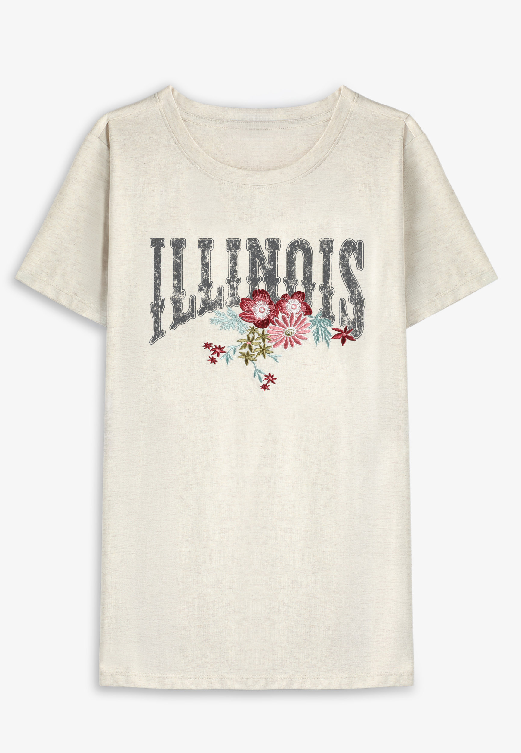 Plus Embroidered Flower State Classic Fit Graphic Tee