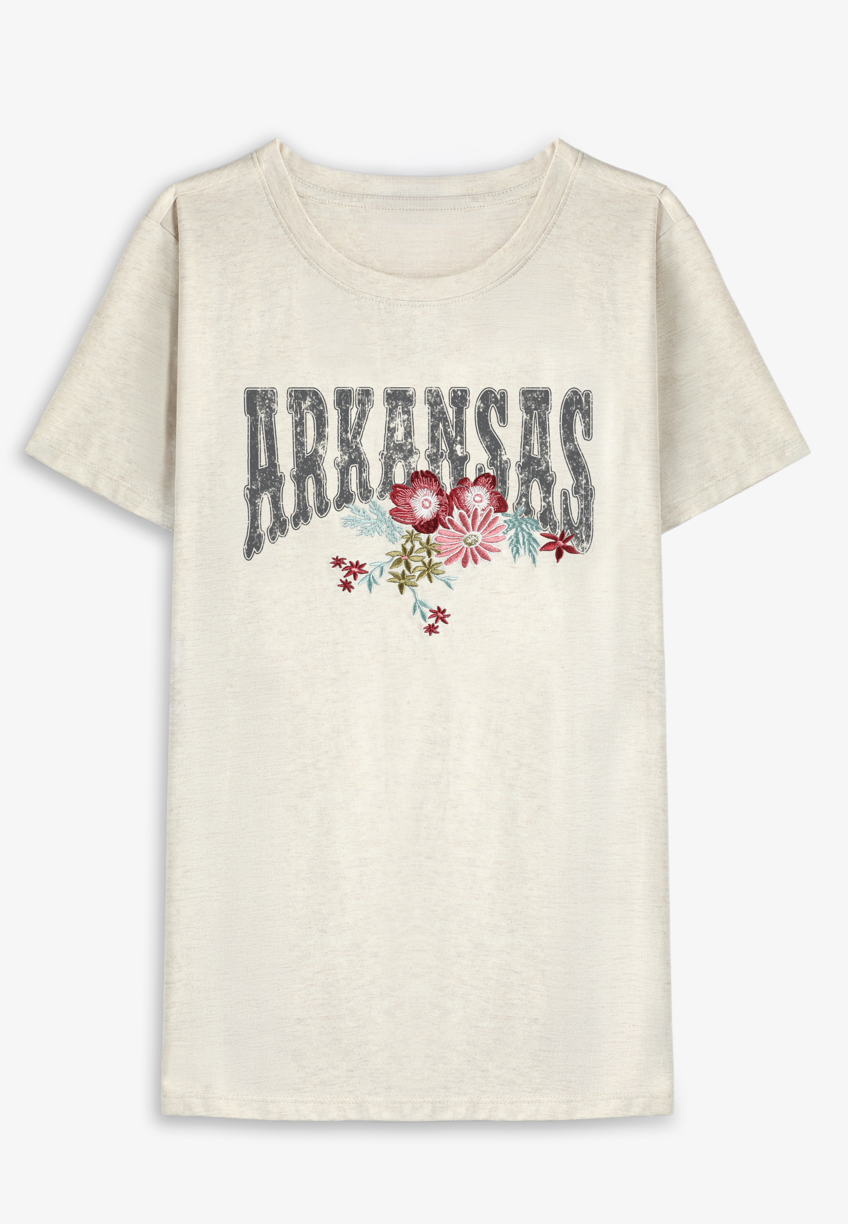 Plus Size Embroidered Flower State Classic Fit Graphic Tee