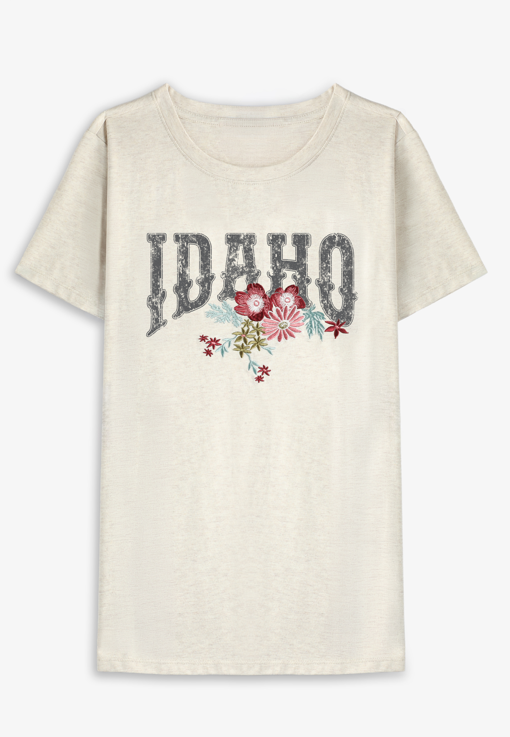 Plus Size Embroidered Flower State Classic Fit Graphic Tee