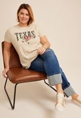 Plus Size Embroidered Flower State Classic Fit Graphic Tee, C6731, small