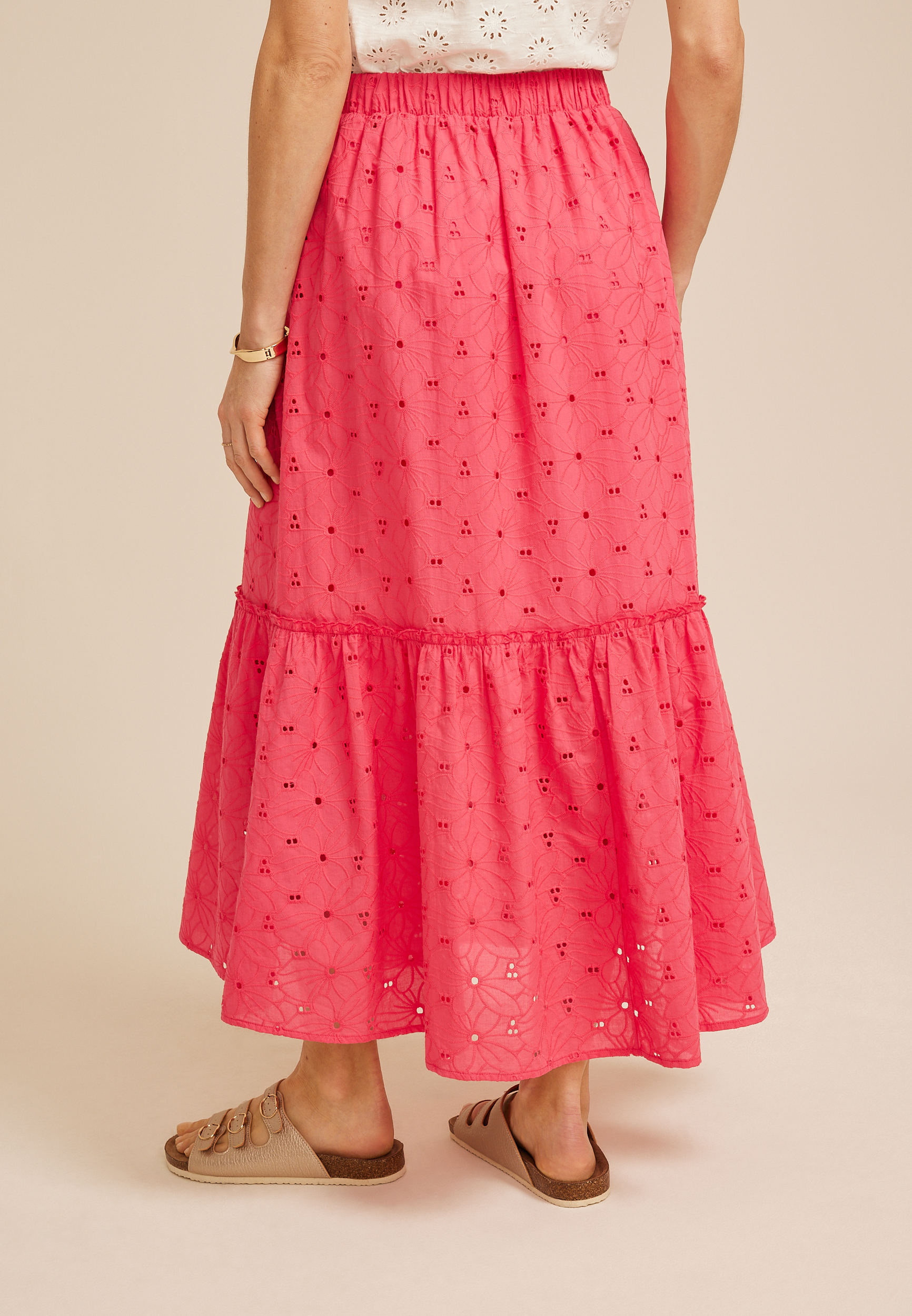 High Rise Eyelet Maxi Skirt, C1355, large