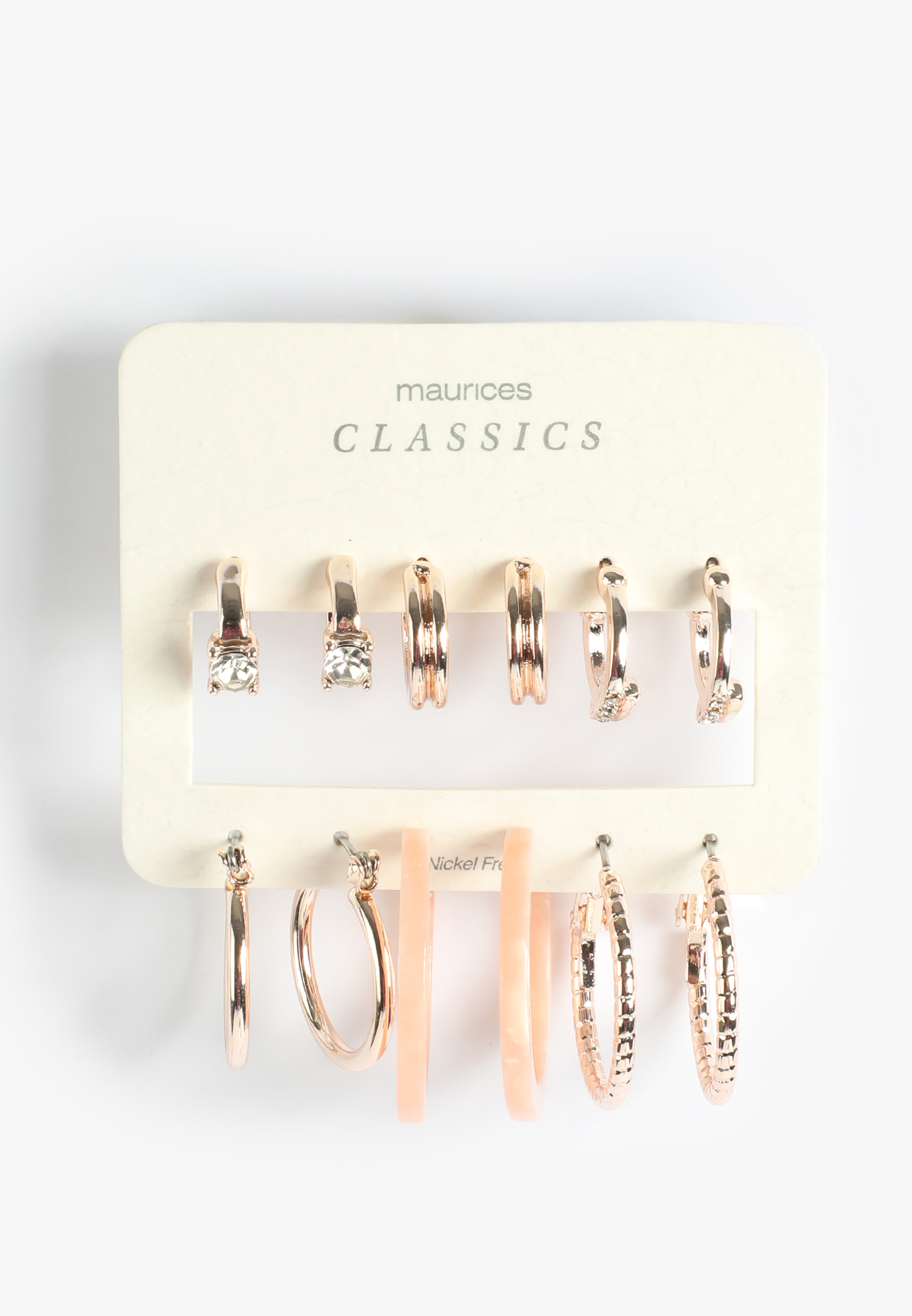 6 Pack Rose Gold Hoop Earring Set