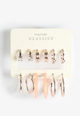 6 Pack Rose Gold Hoop Earring Set, C7386, small