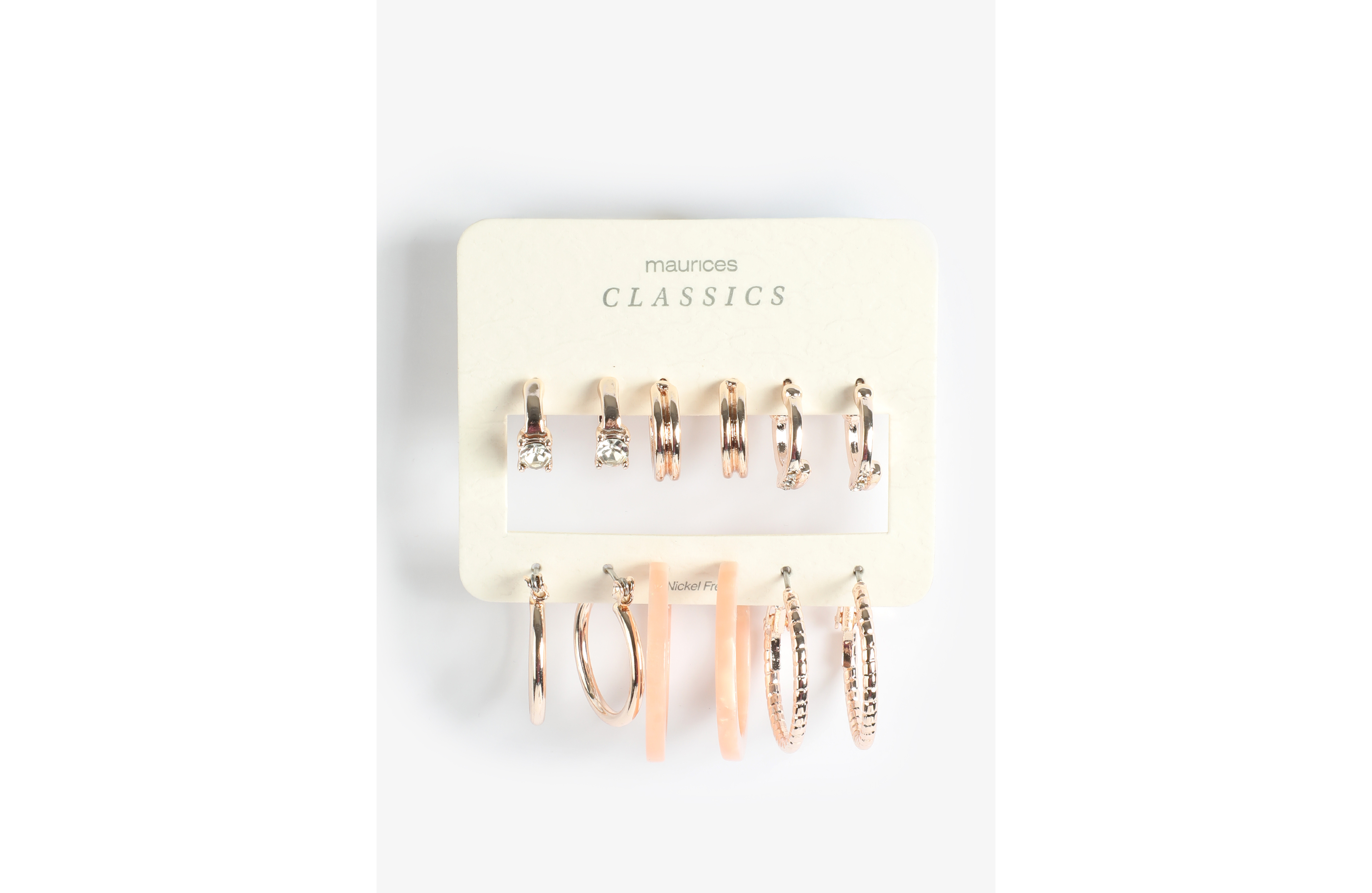6 Pack Rose Gold Hoop Earring Set