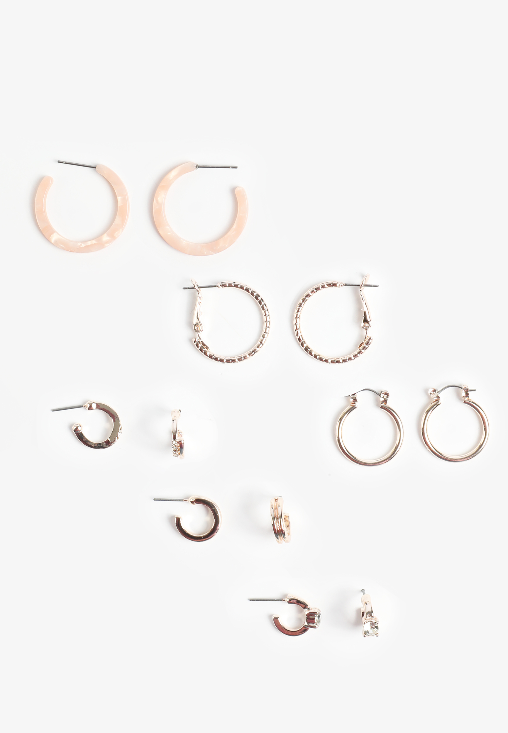 6 Pack Rose Gold Hoop Earring Set, C7386, large