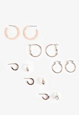 6 Pack Rose Gold Hoop Earring Set, C7386, small