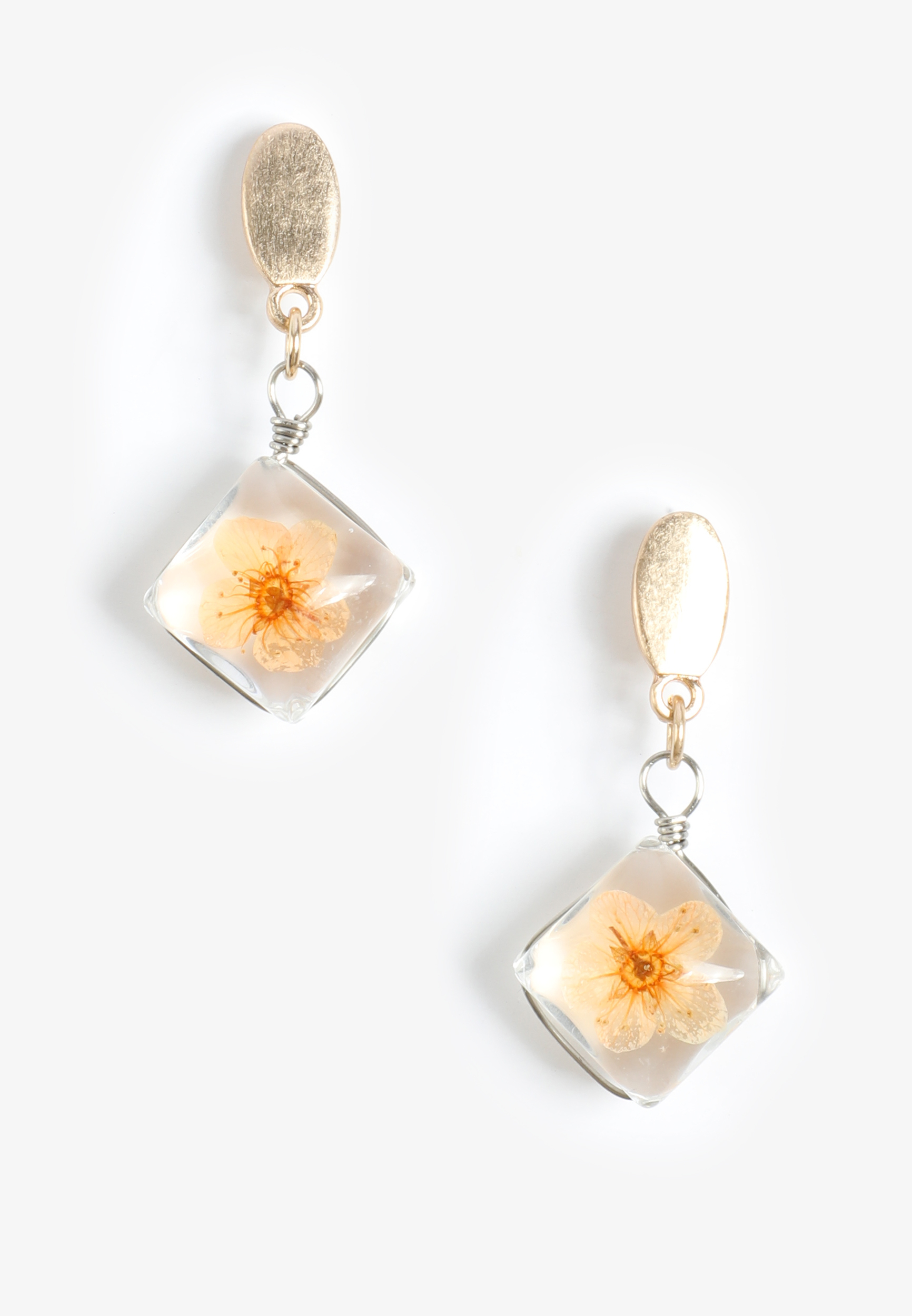 Pressed Flower Drop Earrings