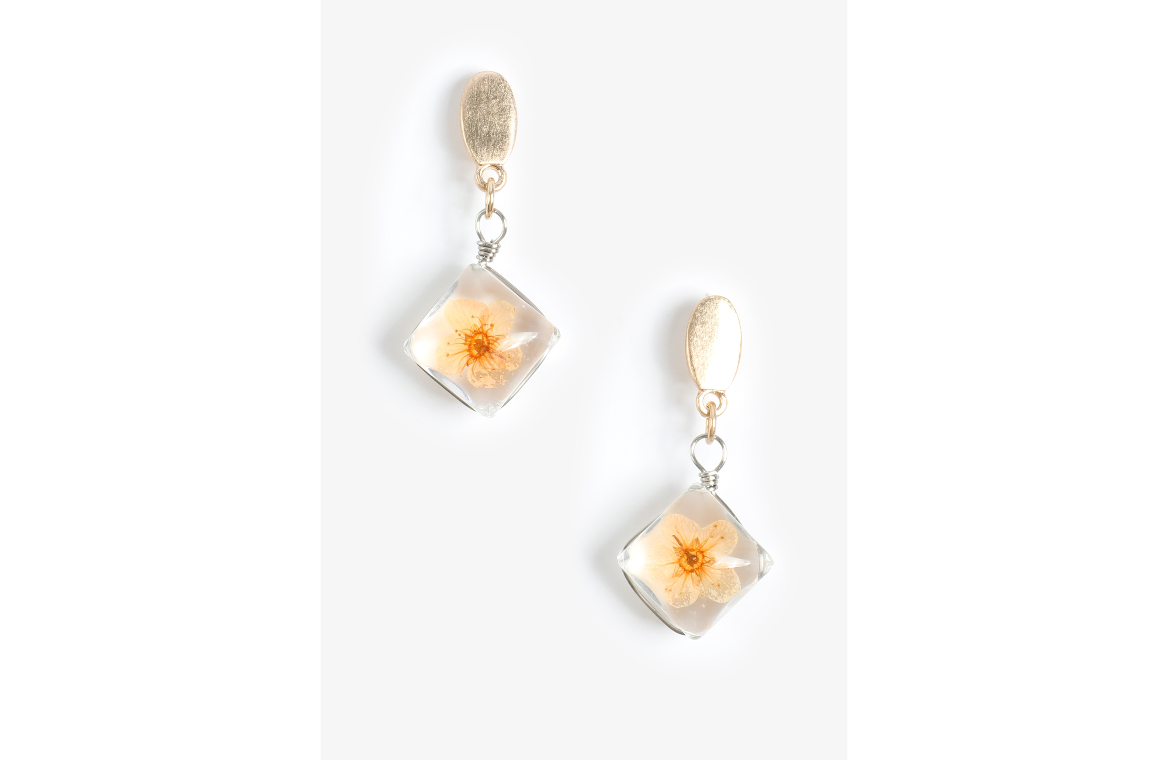 Pressed Flower Drop Earrings