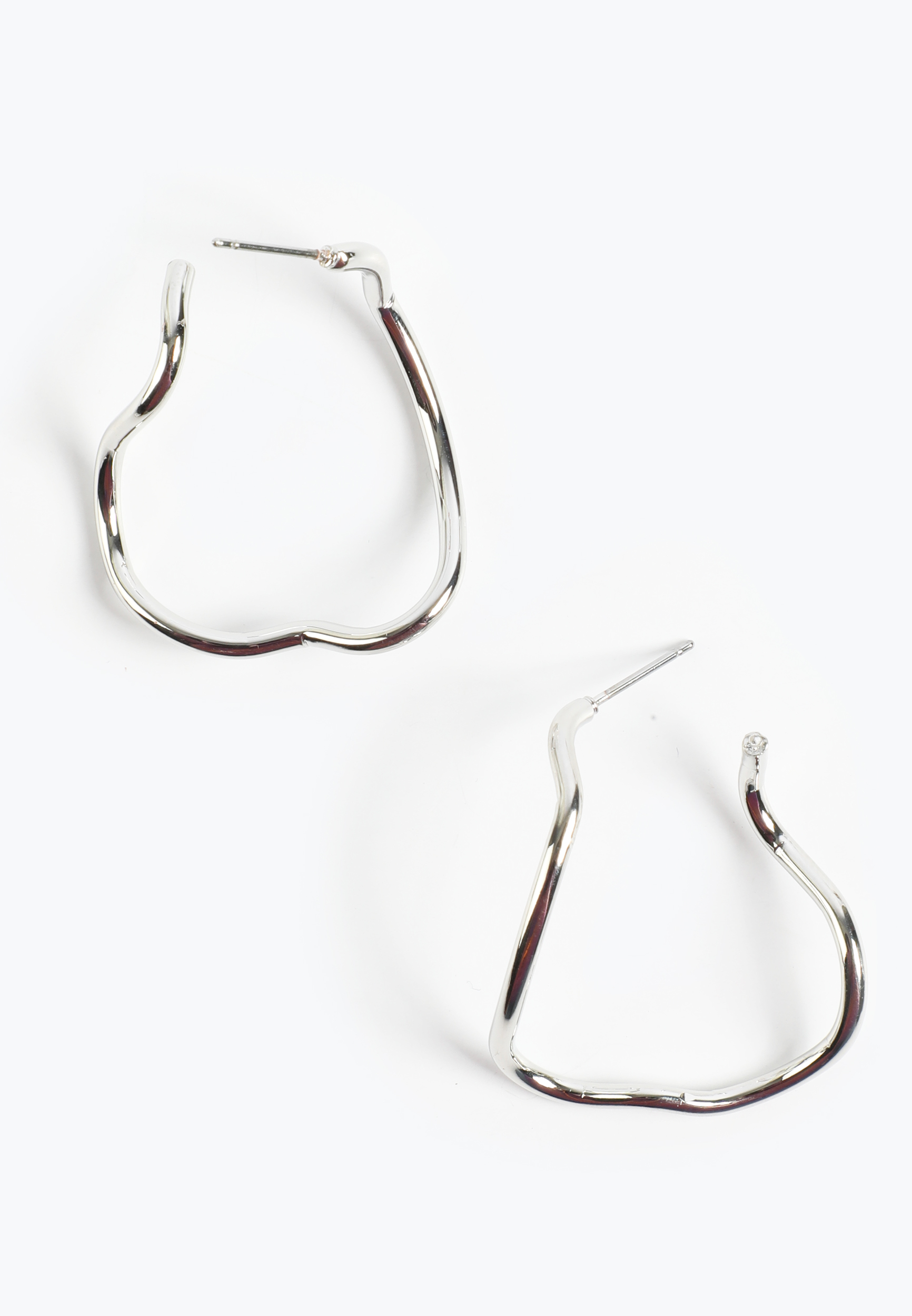Silver Sculpted Hoop Earrings