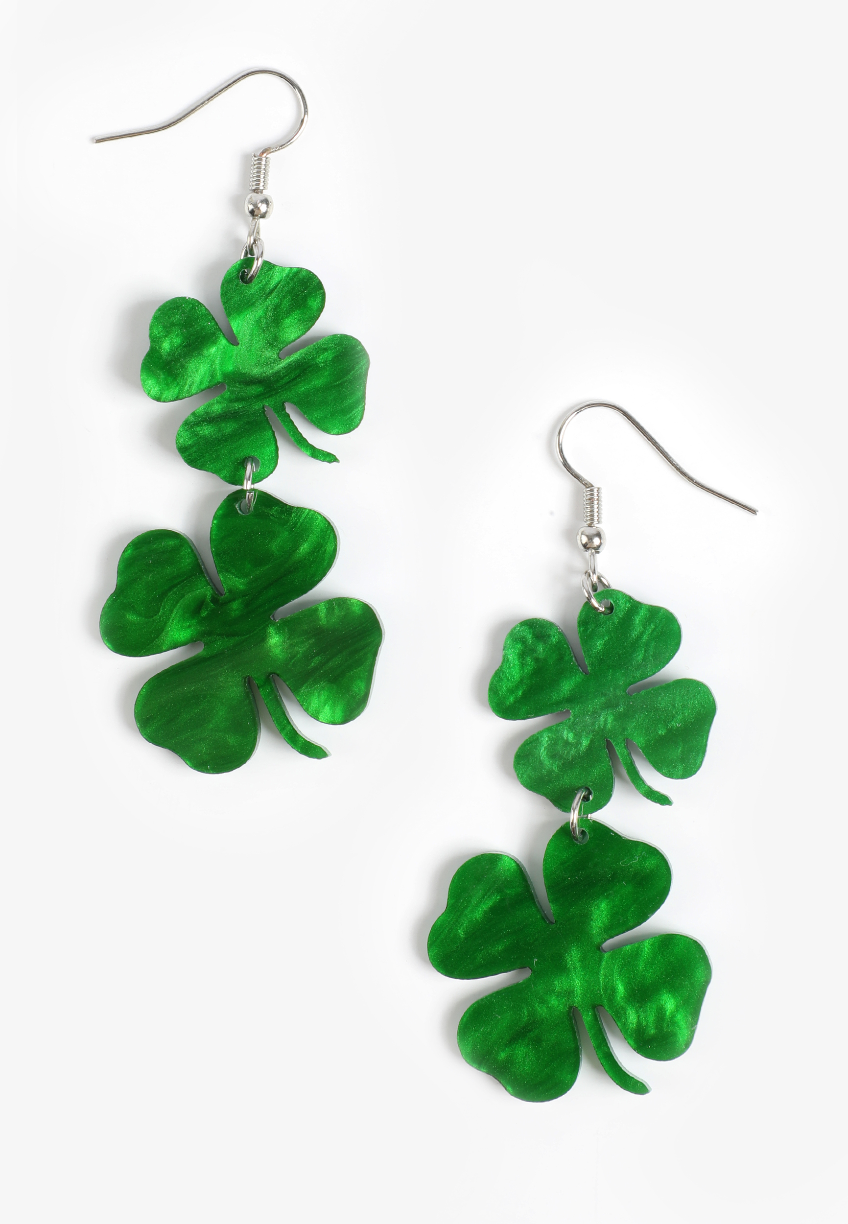 Green St Patricks Day Shamrock Earrings