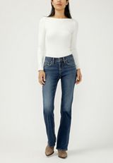 Silver Jeans Co.&reg; Suki Curvy Mid Rise Luxe Stretch Thick Stitch Bootcut Jean, C258, small