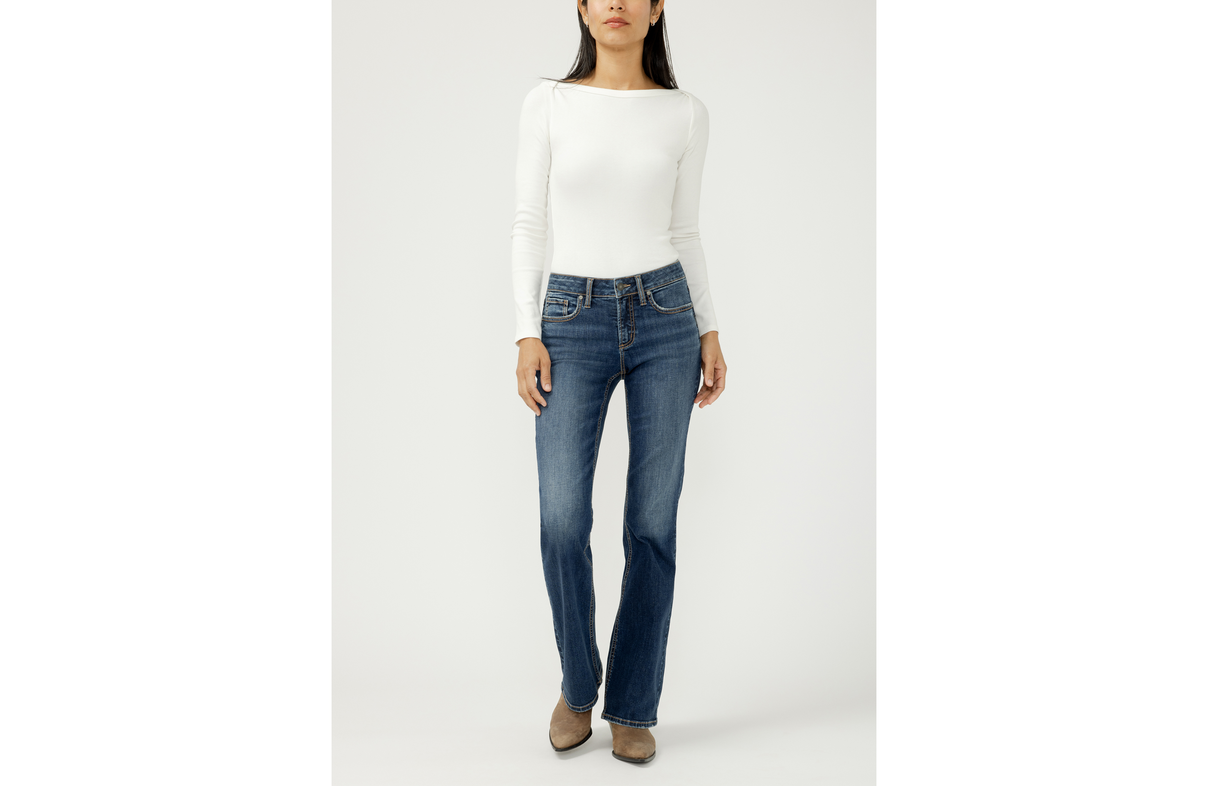 Silver Jeans Co.® Suki Curvy Mid Rise Luxe Stretch Thick Stitch Bootcut Jean