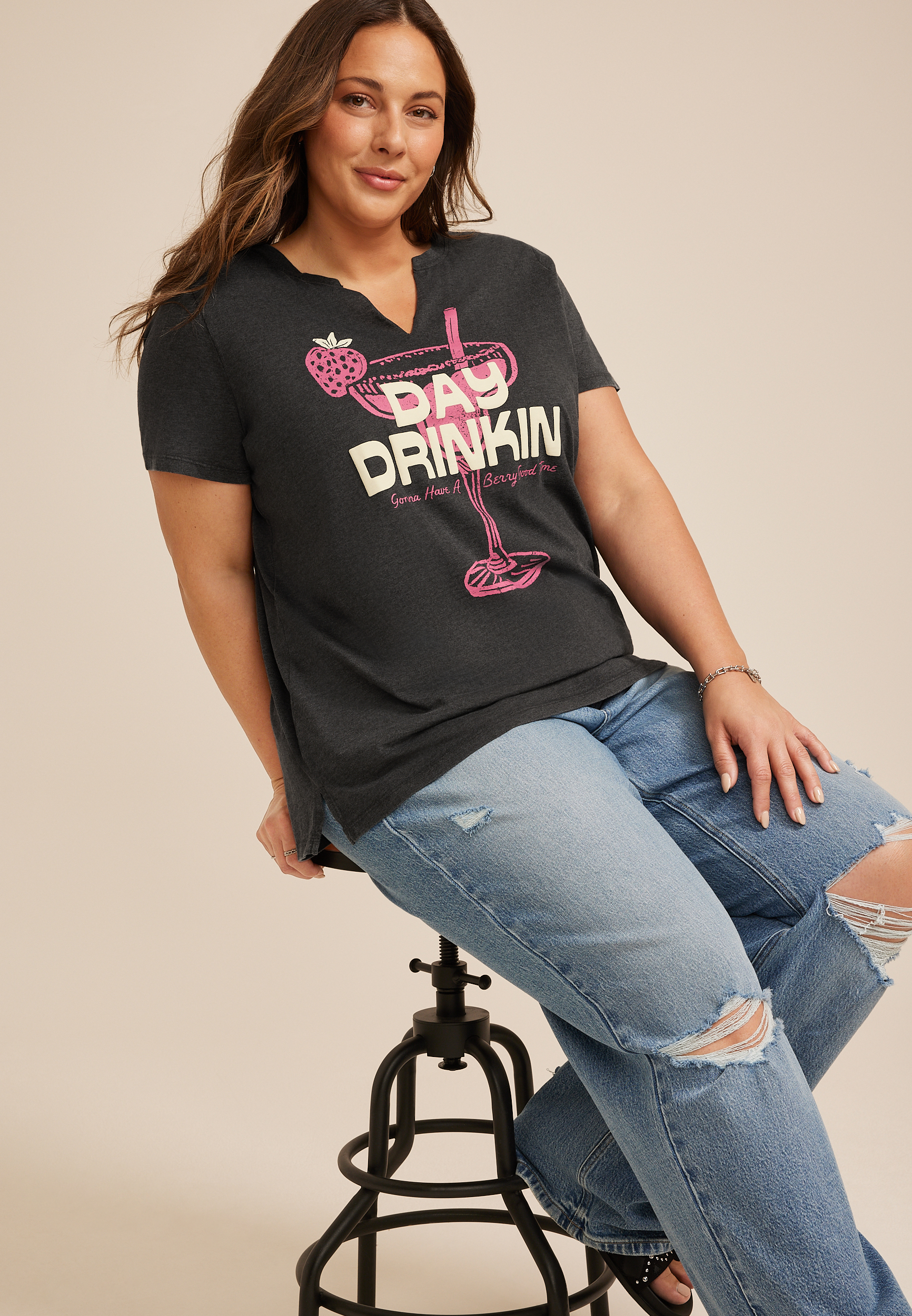 Plus Size Day Drinkin Classic Fit Graphic Tee, C9764, large