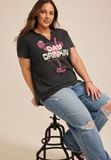 Plus Size Day Drinkin Classic Fit Graphic Tee, C9764, small