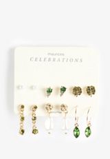 Gold And Green St Patricks Day Earring Set, GOLD, small