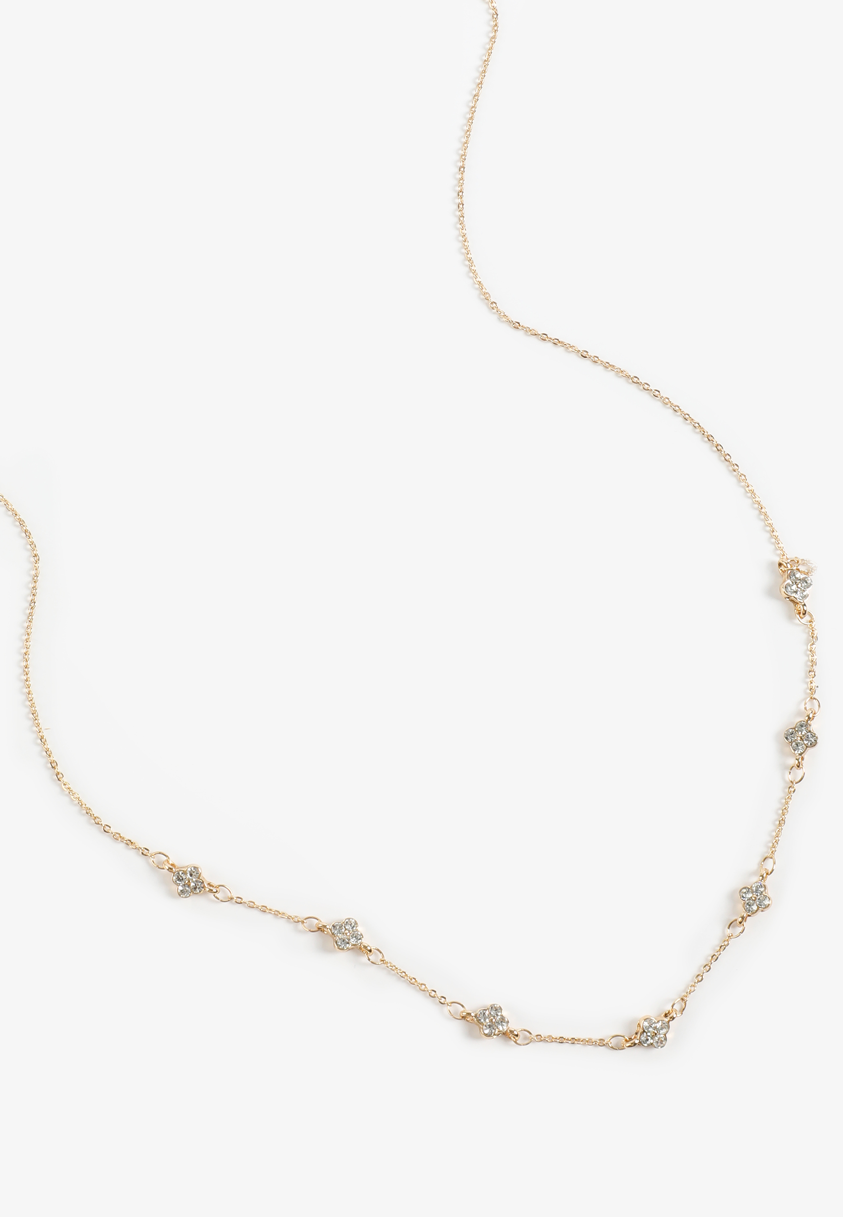 Everyday Layers Gold Danity Rhinestone Clover Necklace