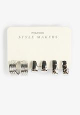 Silver Chunky Hoop Earring Set, SILVER, small