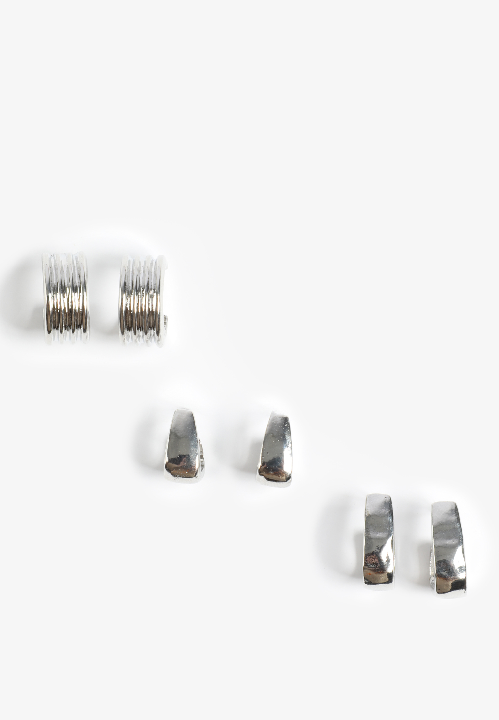 Silver Chunky Hoop Earring Set, SILVER, large