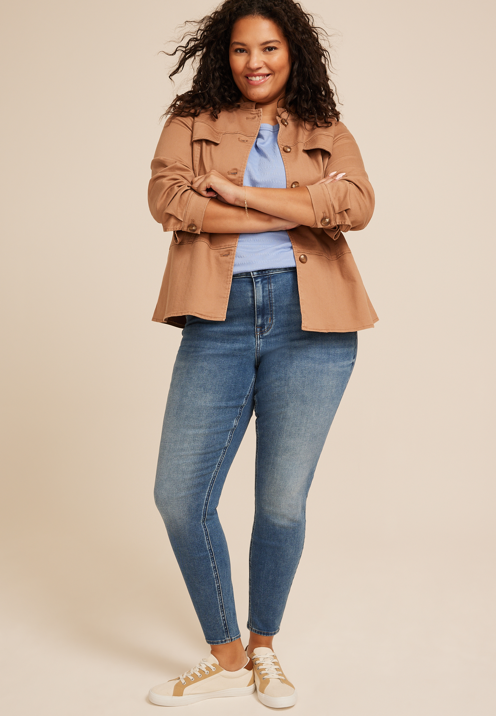 Plus Size m jeans by maurices&trade; Cool Comfort High Rise Angled Scoop Pocket Jegging, C3337, large