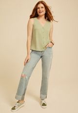 Textured Button Front Tank Top, C738, small