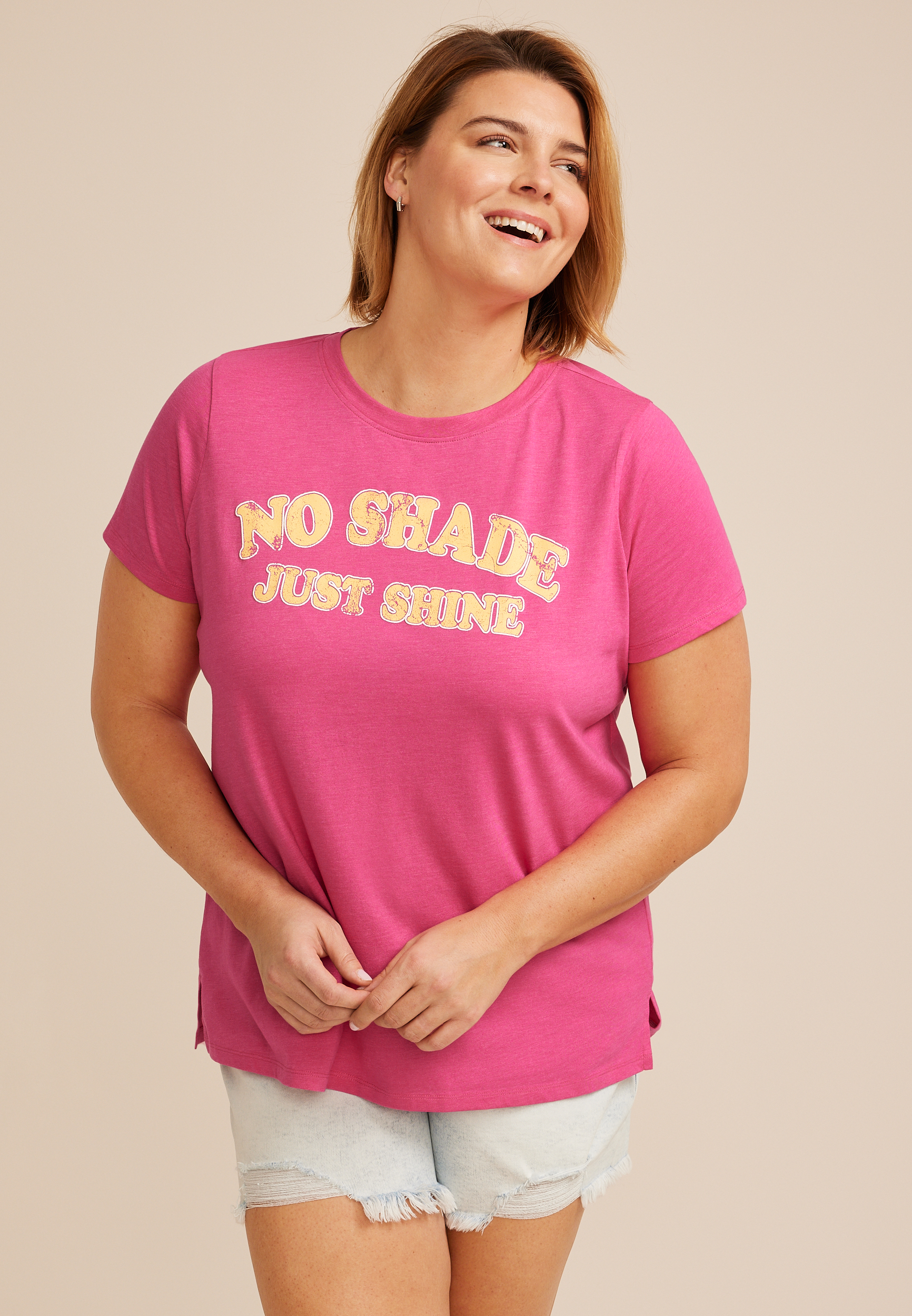 Plus Size No Shade Just Shine Classic Fit Graphic Tee 