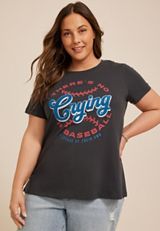 Plus Size No Crying In Baseball Classic Fit Graphic Tee, PHANTOM BLACK, small