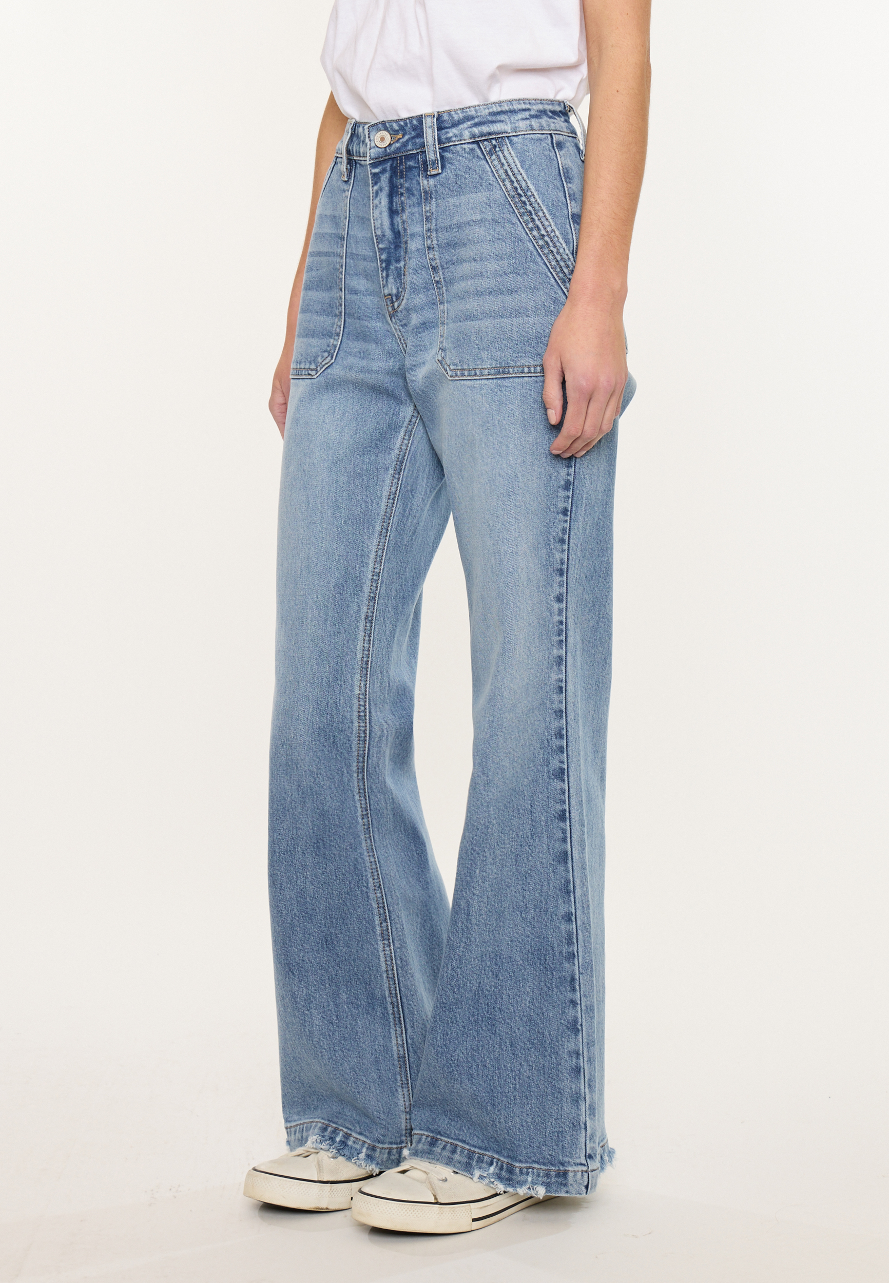 KanCan&trade; High Rise Porkchop Pocket Wide Leg Flare Jean