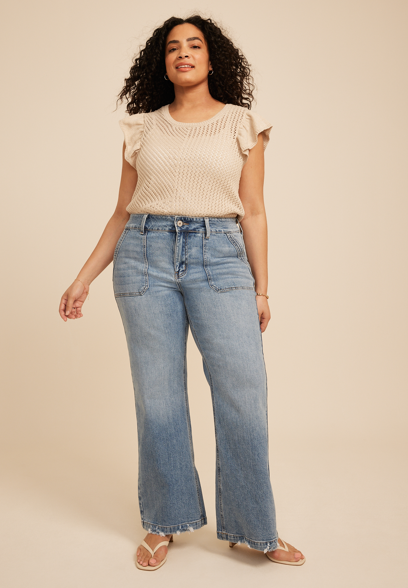 Plus Size KanCan&trade; High Rise Porkchop Pocket Wide Leg Flare Jean