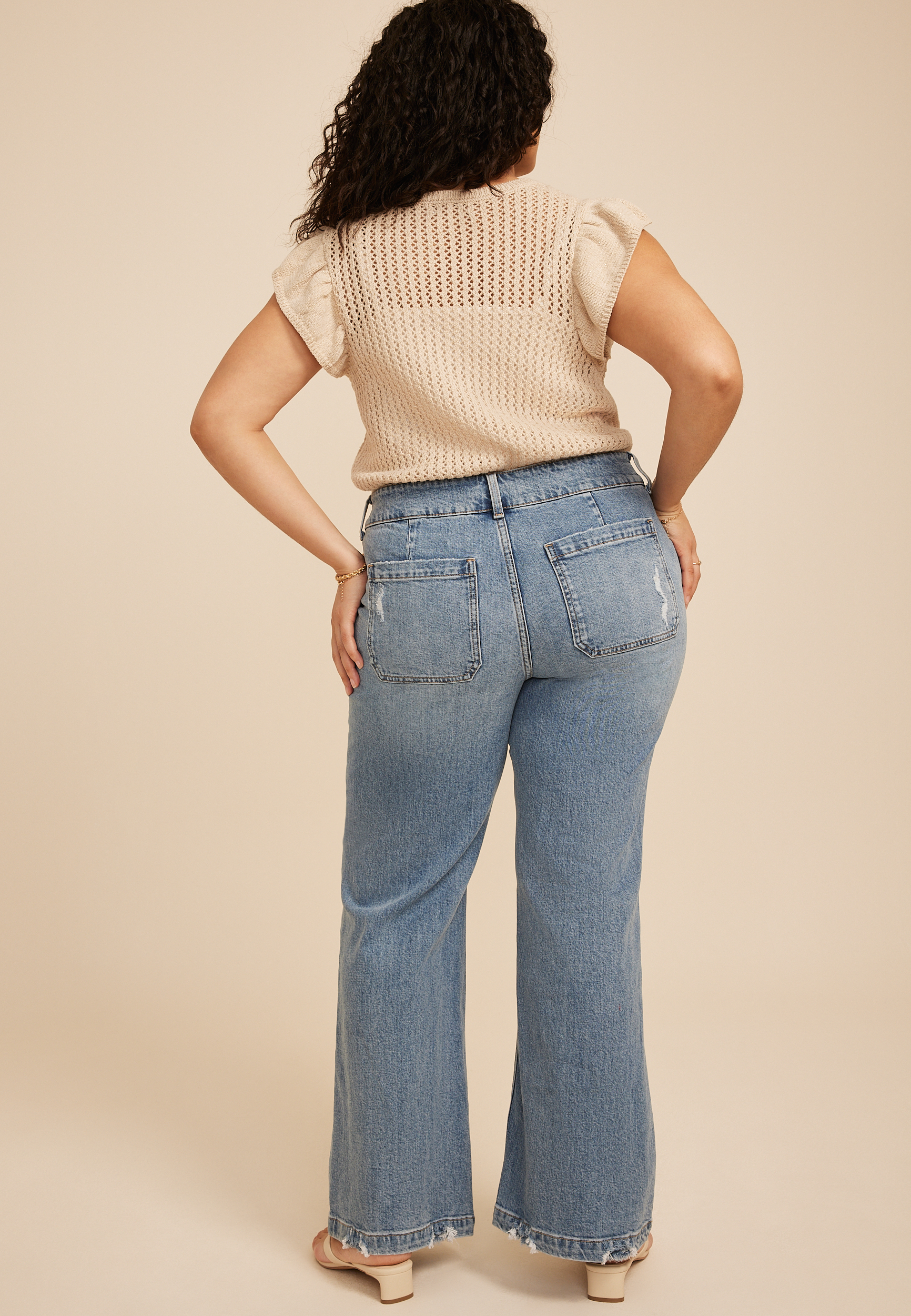 Plus Size KanCan&trade; High Rise Porkchop Pocket Wide Leg Flare Jean, C3337, large