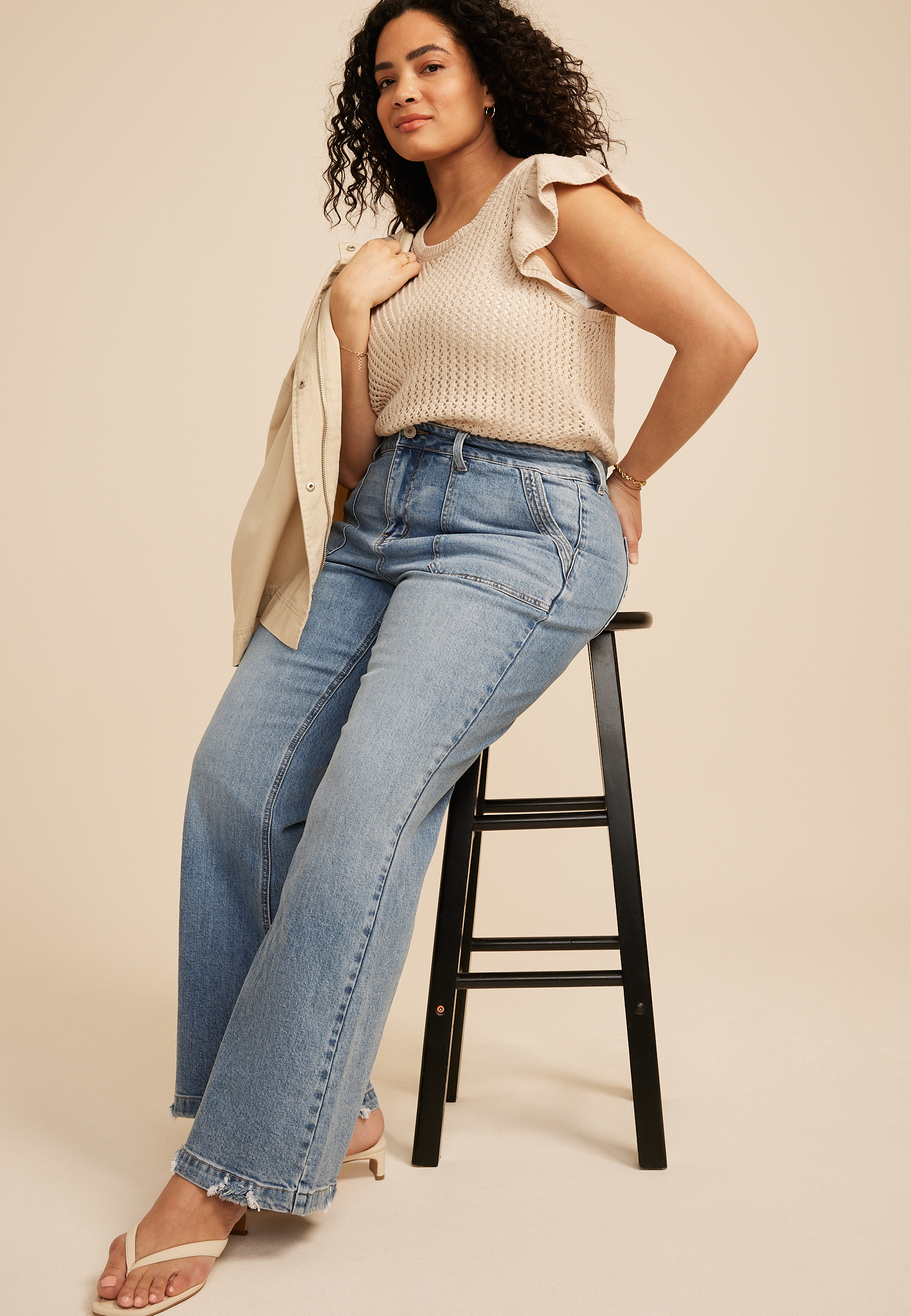 Plus Size KanCan&trade; High Rise Porkchop Pocket Wide Leg Flare Jean, C3337, large
