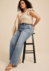 Plus Size KanCan&trade; High Rise Porkchop Pocket Wide Leg Flare Jean, C3337, small