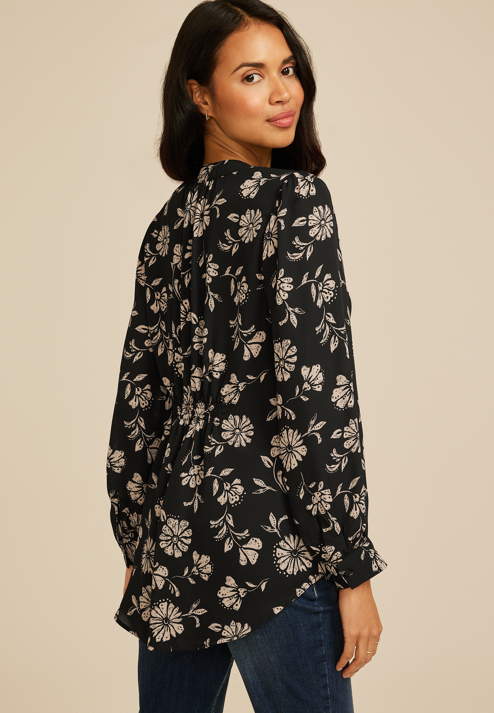Floral Cinched Back Blouse, C5872, large