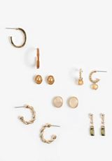 6 Pack Neutral Earring Set, GOLD, small