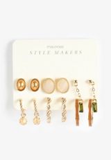 6 Pack Neutral Earring Set, GOLD, small