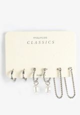 Silver Classic Hoop Earring Set, SILVER, small