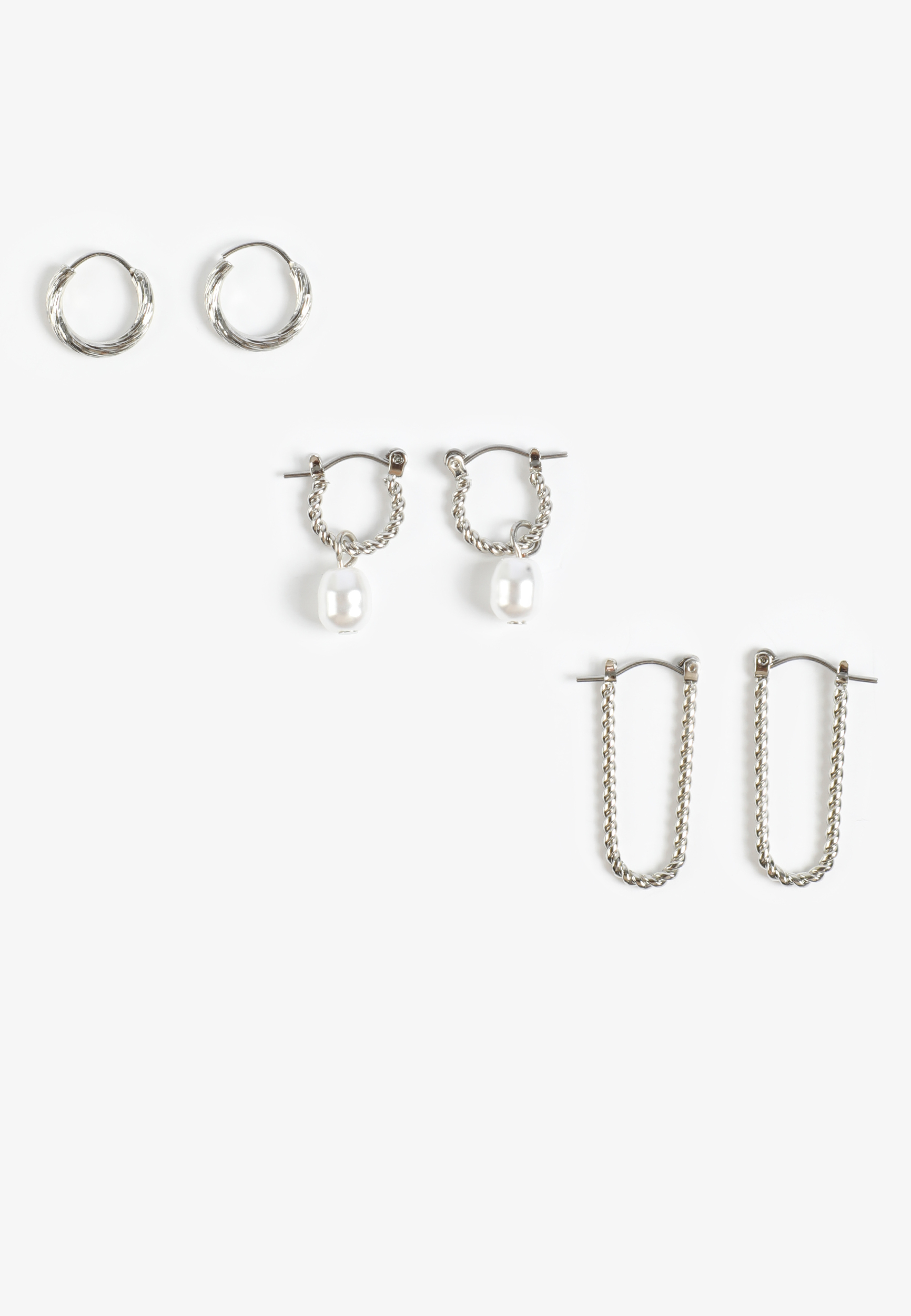 Silver Classic Hoop Earring Set, SILVER, large