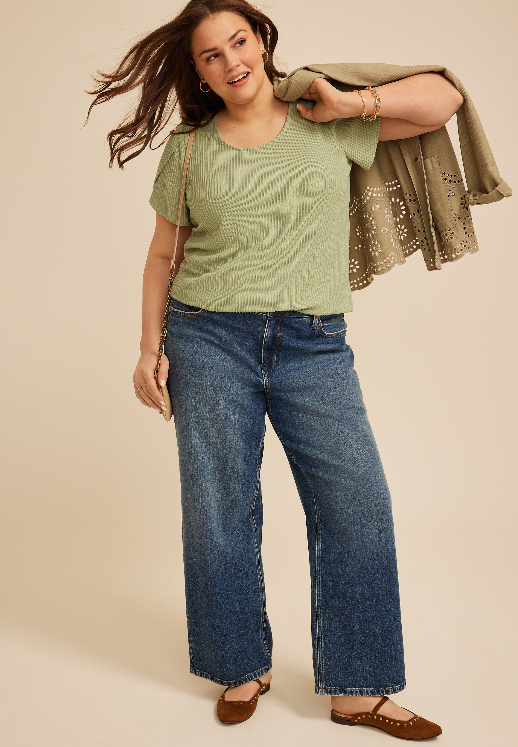Plus Size 24/7 Holland Textured Scoop Tee - thumbnail 9