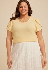 Plus Size 24/7 Holland Textured Scoop Tee, SOLSTICE YELLOW, small