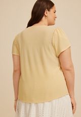 Plus Size 24/7 Holland Textured Scoop Tee, SOLSTICE YELLOW, small