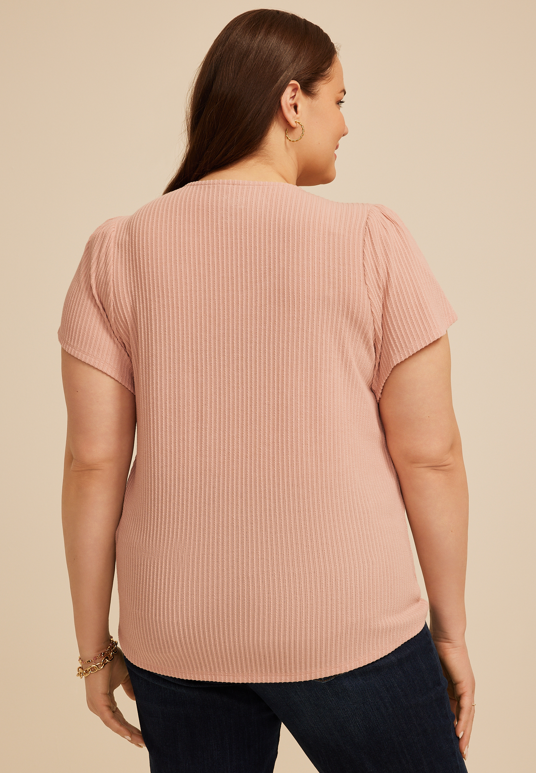 Plus Size 24/7 Holland Textured Scoop Tee - thumbnail 2
