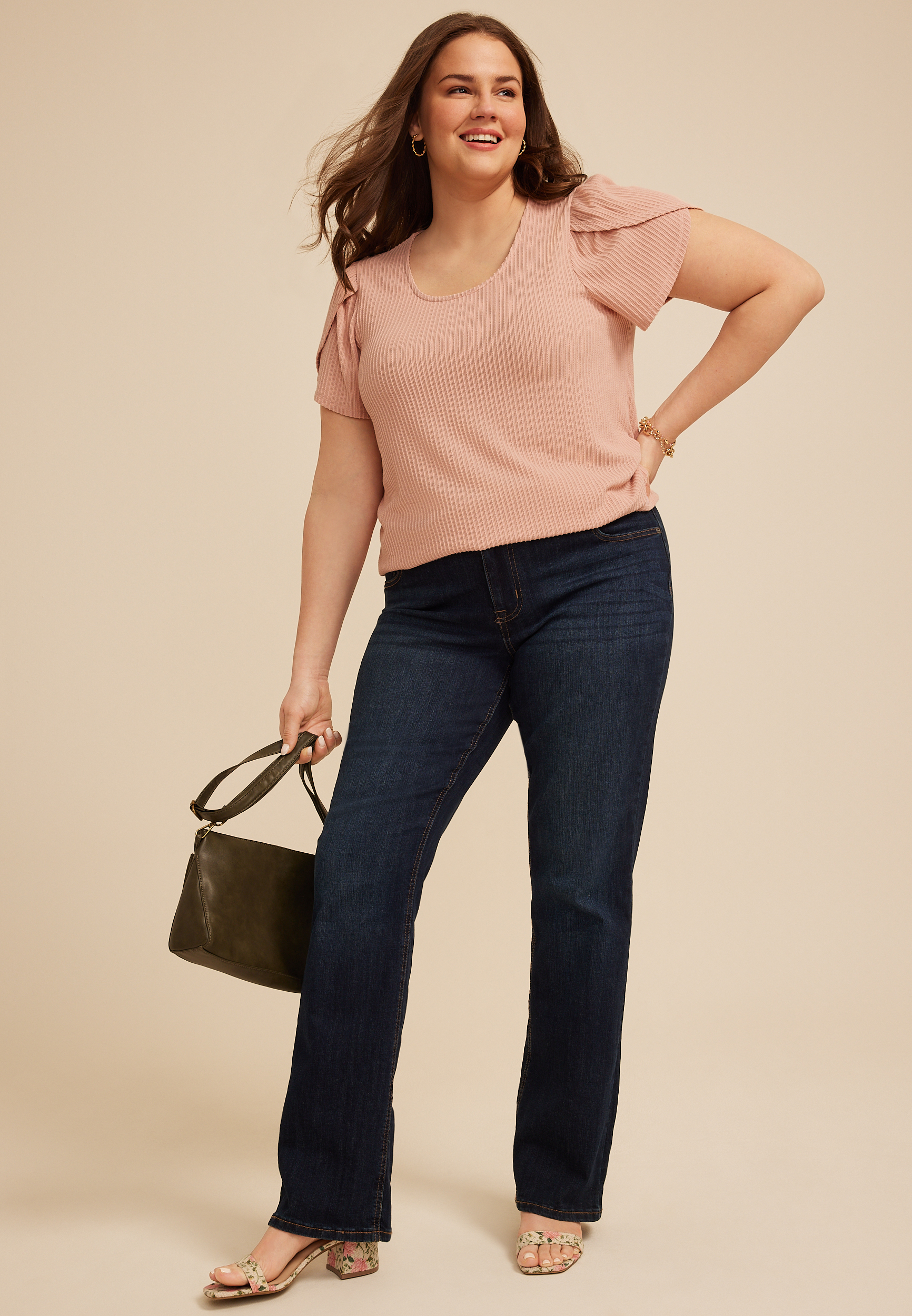 Plus Size 24/7 Holland Textured Scoop Tee - thumbnail 3