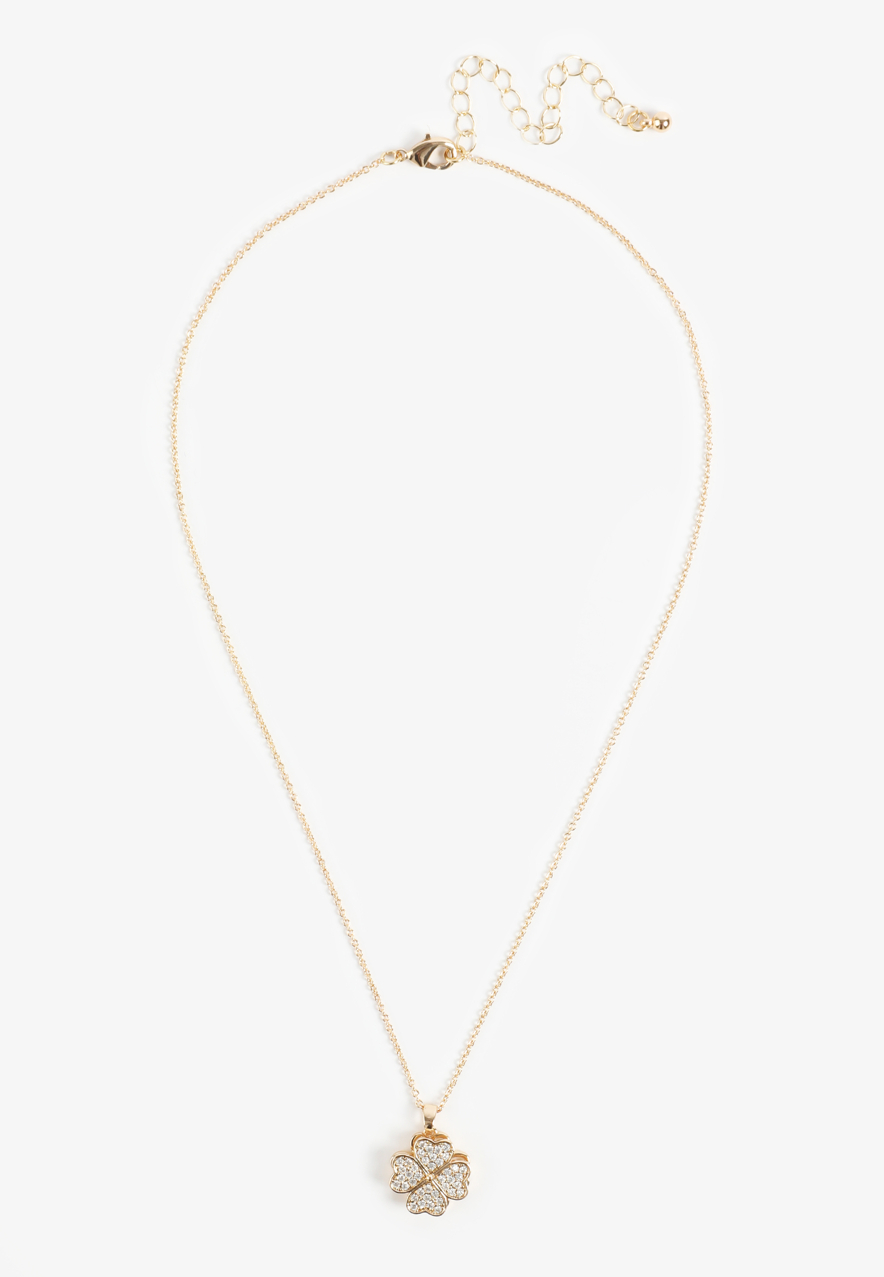 Gold Fidget Clover Pendant Necklace, GOLD, large