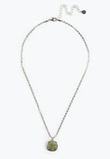 Green Stone Pendant Dual Chain Necklace, C431, small