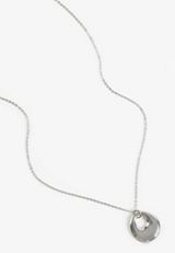 Silver Sculptural Open Circle Pendant Necklace, SILVER, small