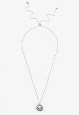 Silver Sculptural Open Circle Pendant Necklace, SILVER, small