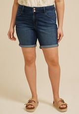 Plus Size m jeans by maurices&trade; Classic Mid Rise Double Button 8in Bermuda Short, C258, small