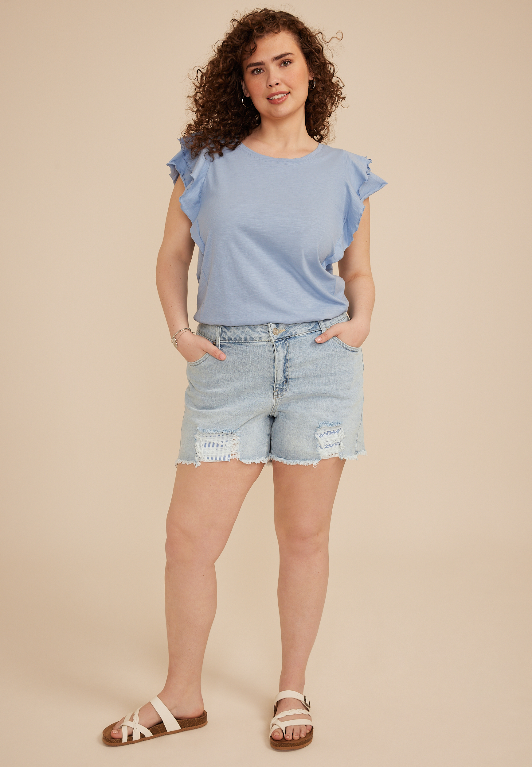 Plus Size m jeans by maurices&trade; Mid Rise Printed Pocket 5in Shorts, C2806, large